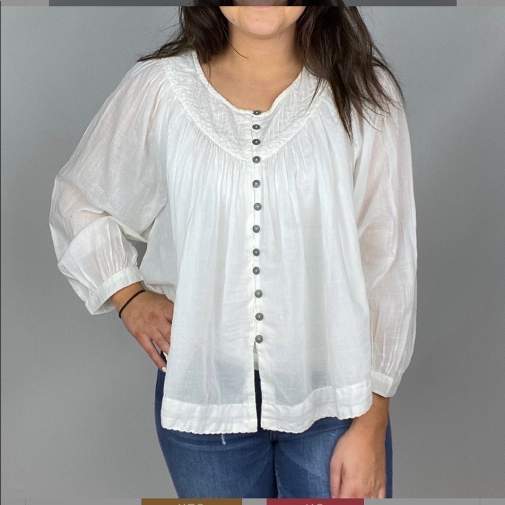 (Bonus Jewelry included ‼️‼️)Free People Cool Meadow White Ivory Top Blouse New